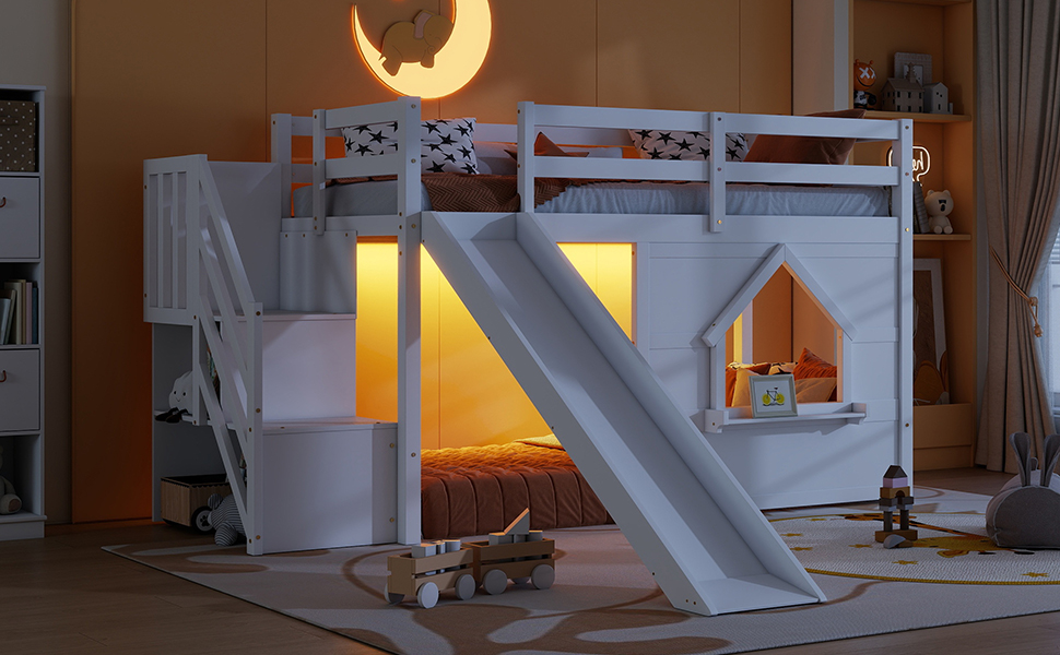 Solid Pine Wood Low Loft Bed Frame