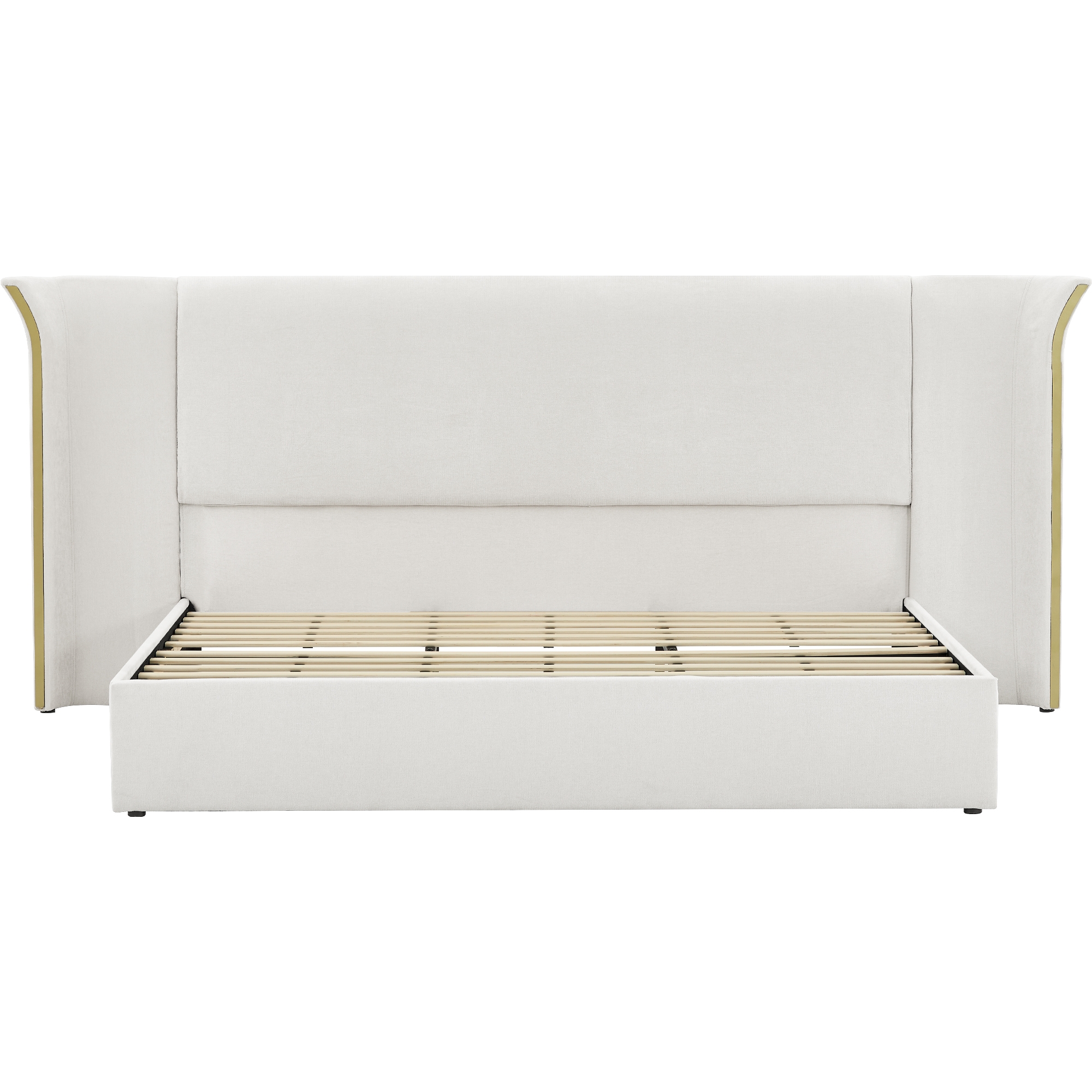 King Size Luxury Wing‑Back Upholstered Bed Frame