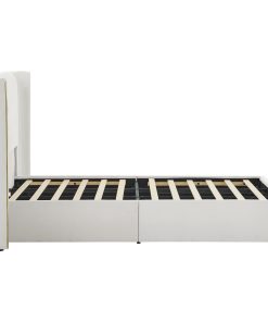 King Size Luxury Wing‑Back Upholstered Bed Frame