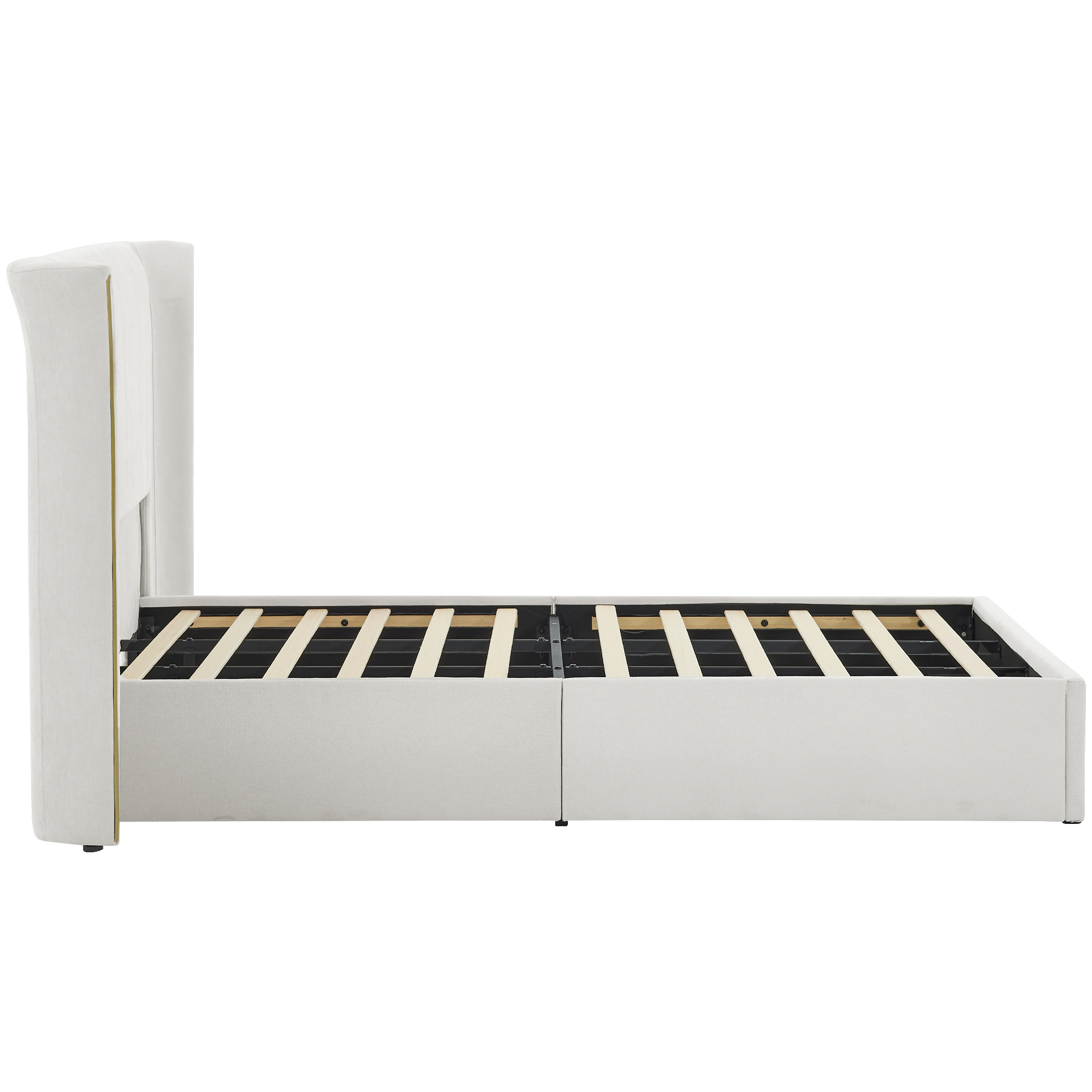 King Size Luxury Wing‑Back Upholstered Bed Frame