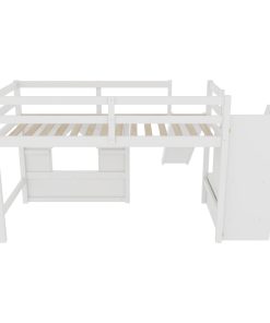 Solid Pine Wood Low Loft Bed Frame
