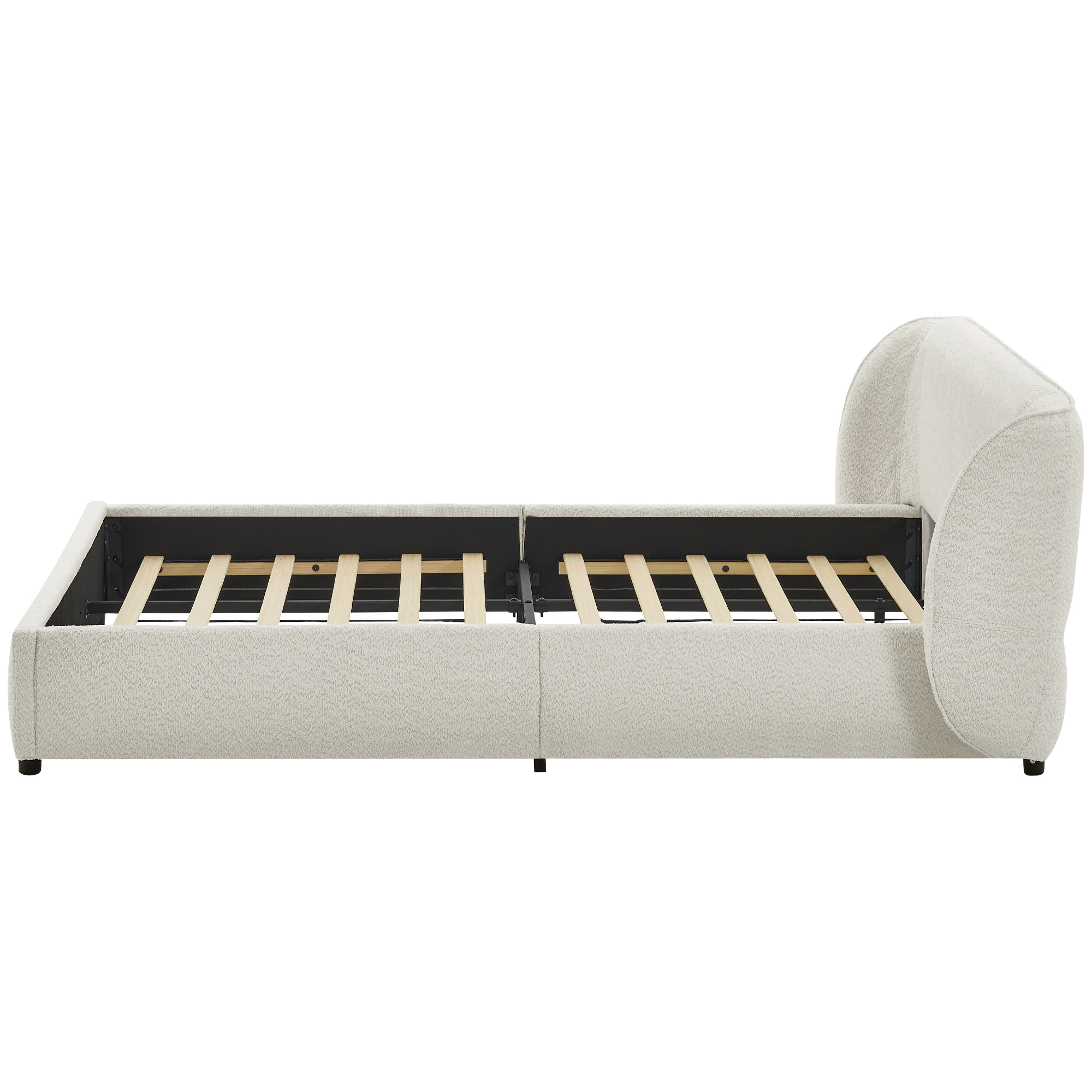 Queen Size Boucle Fabric Upholstered Bed Frame