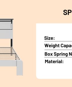 Metal King Size Bed Frame With Charging Station