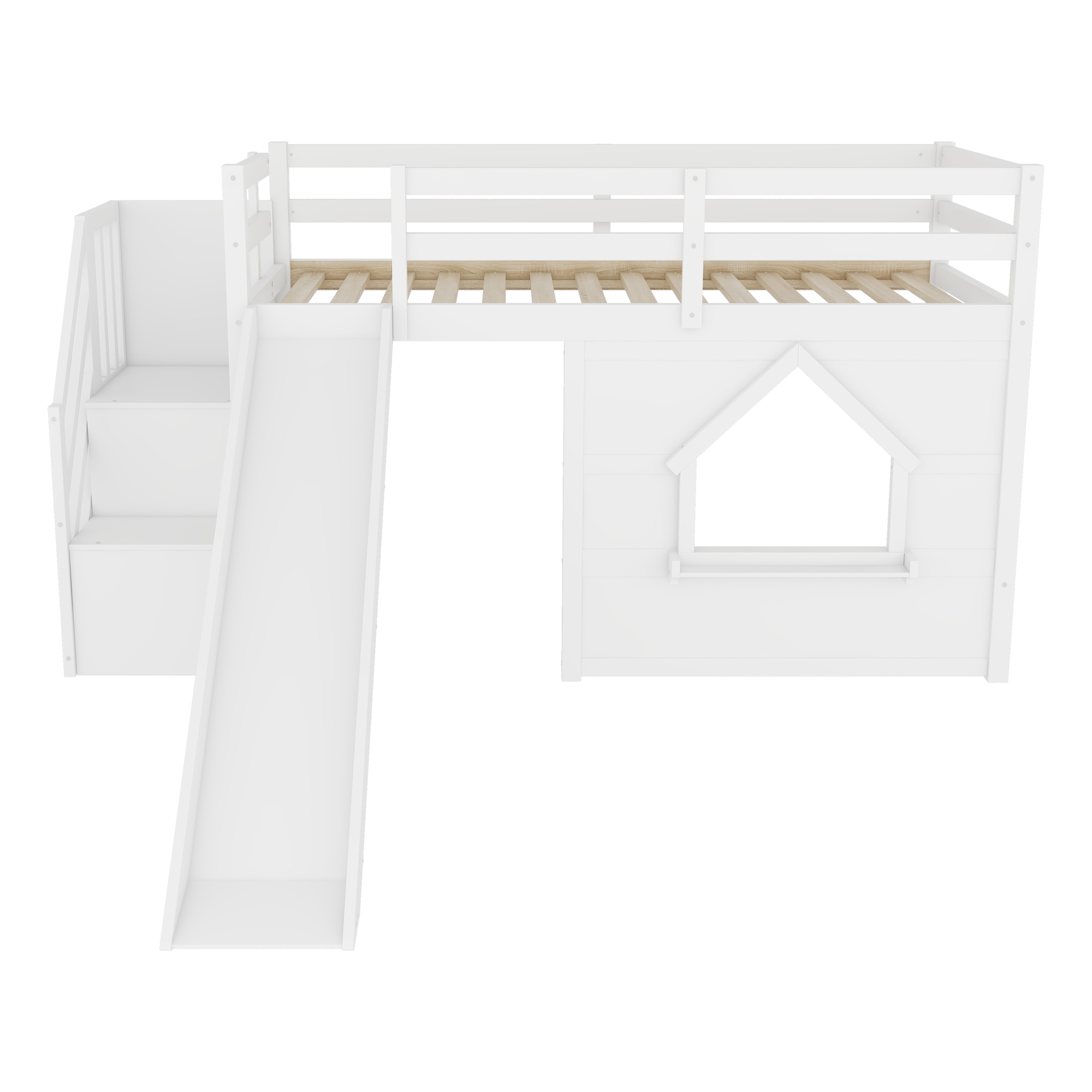 Solid Pine Wood Low Loft Bed Frame