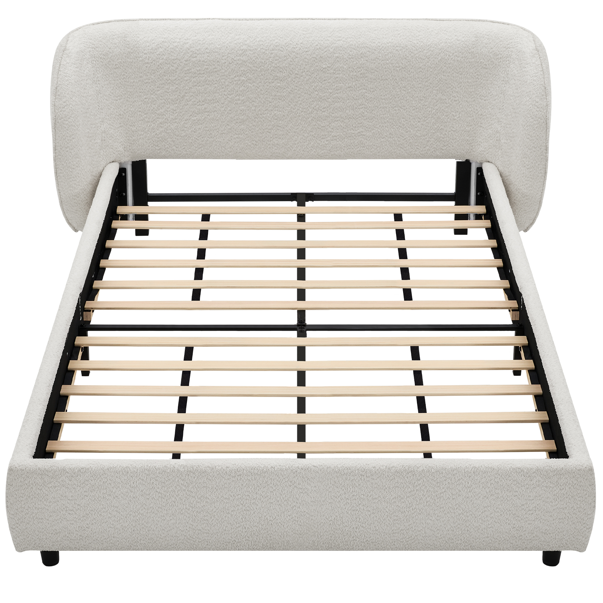 Queen Size Boucle Fabric Upholstered Bed Frame