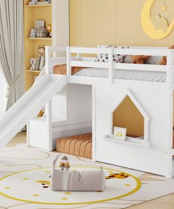Solid Pine Wood Low Loft Bed Frame