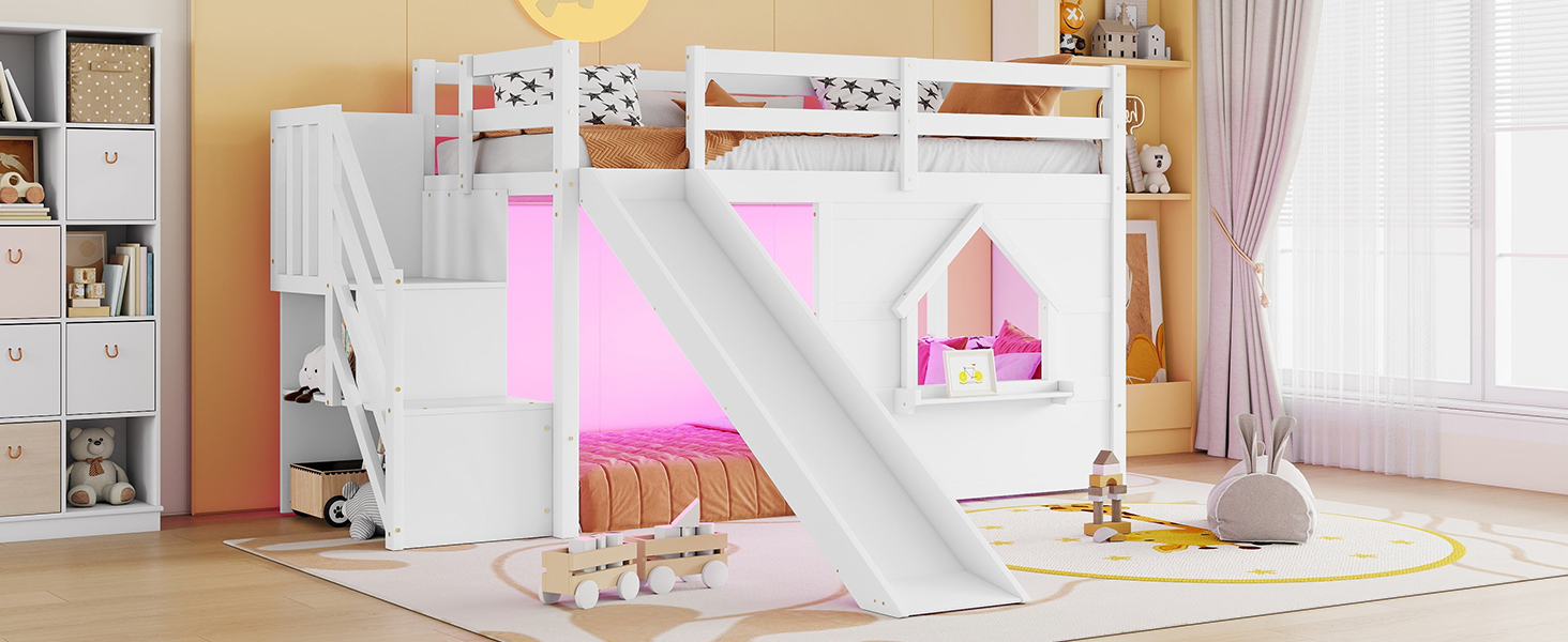 Solid Pine Wood Low Loft Bed Frame