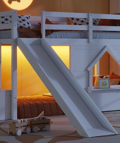 Solid Pine Wood Low Loft Bed Frame