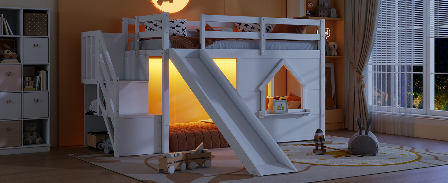 Solid Pine Wood Low Loft Bed Frame
