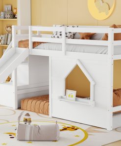 Solid Pine Wood Low Loft Bed Frame