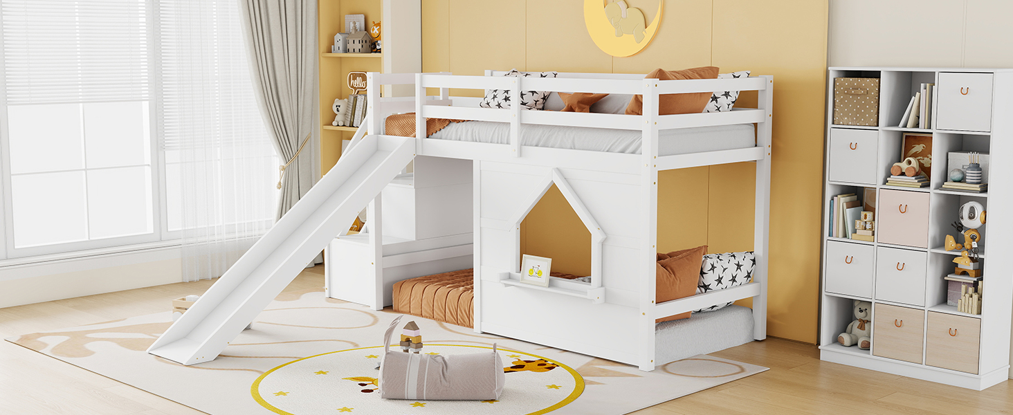 Solid Pine Wood Low Loft Bed Frame
