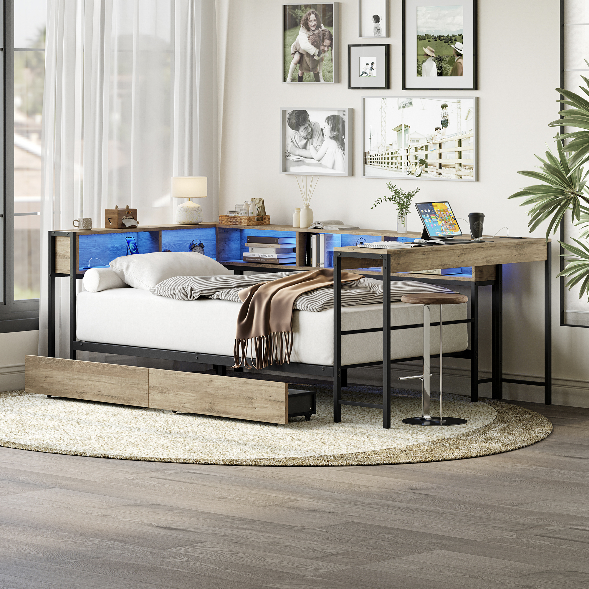 Corner Bed Frame Queen Size