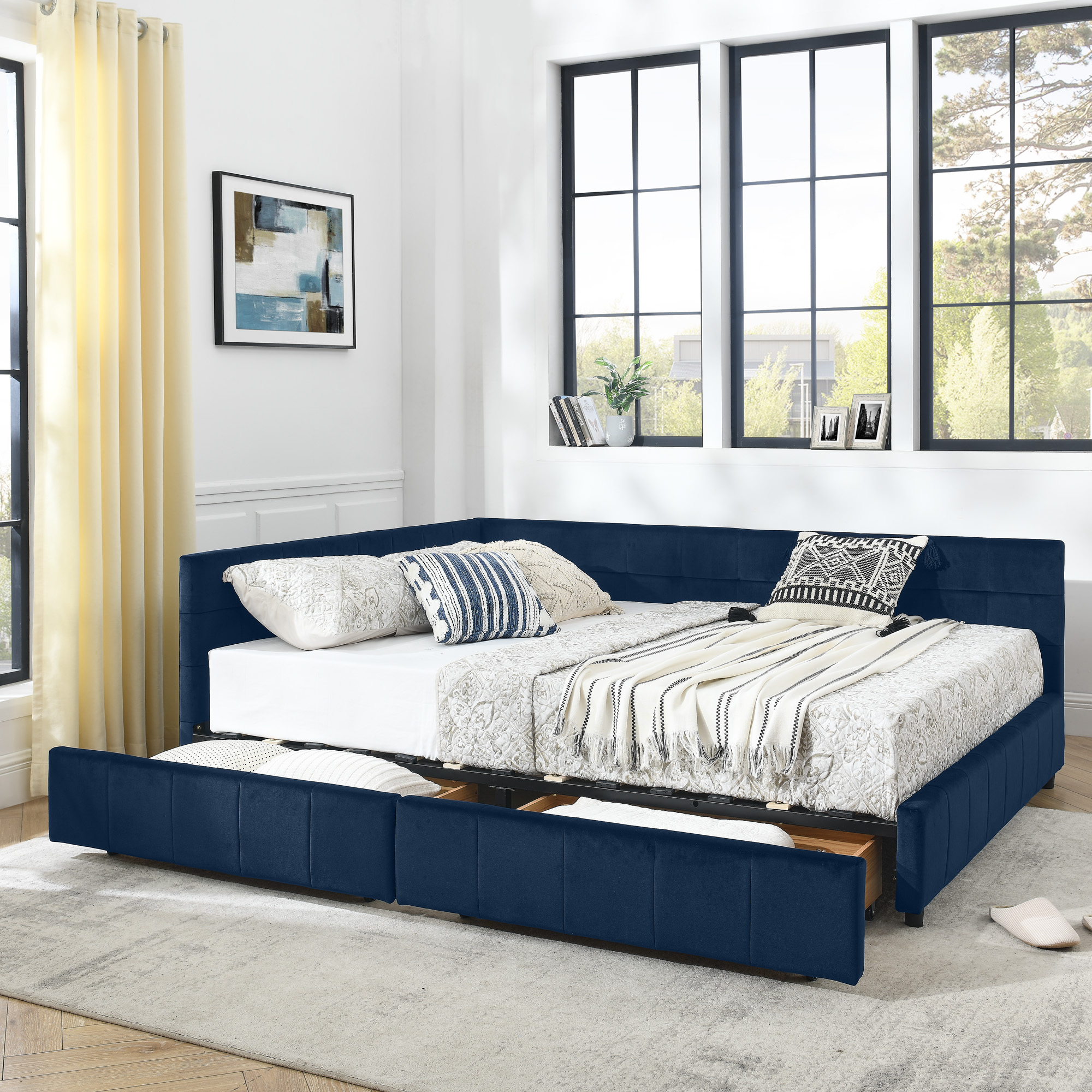 Queen Size Storage Upholstered Tufted Bed Frame