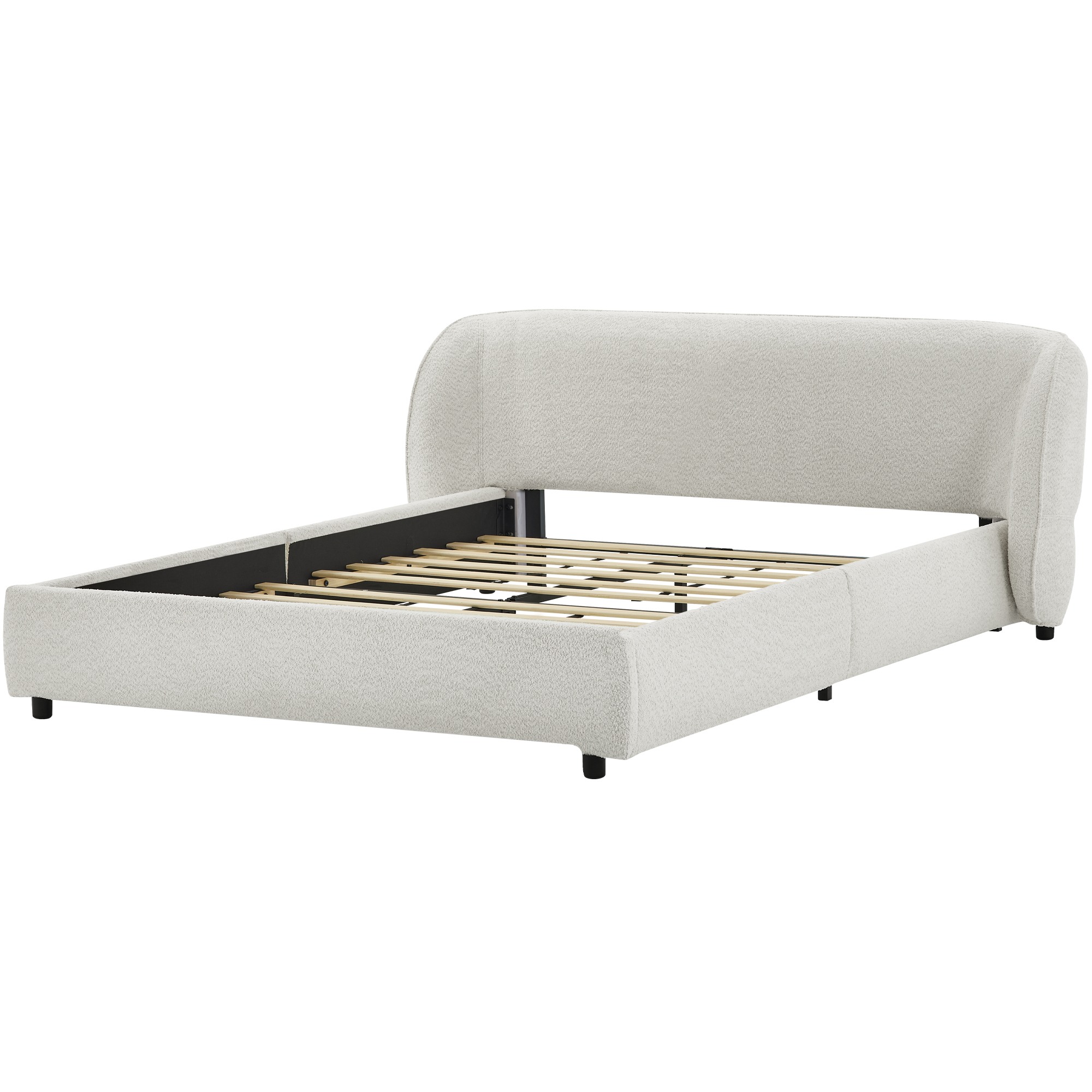 Queen Size Boucle Fabric Upholstered Bed Frame