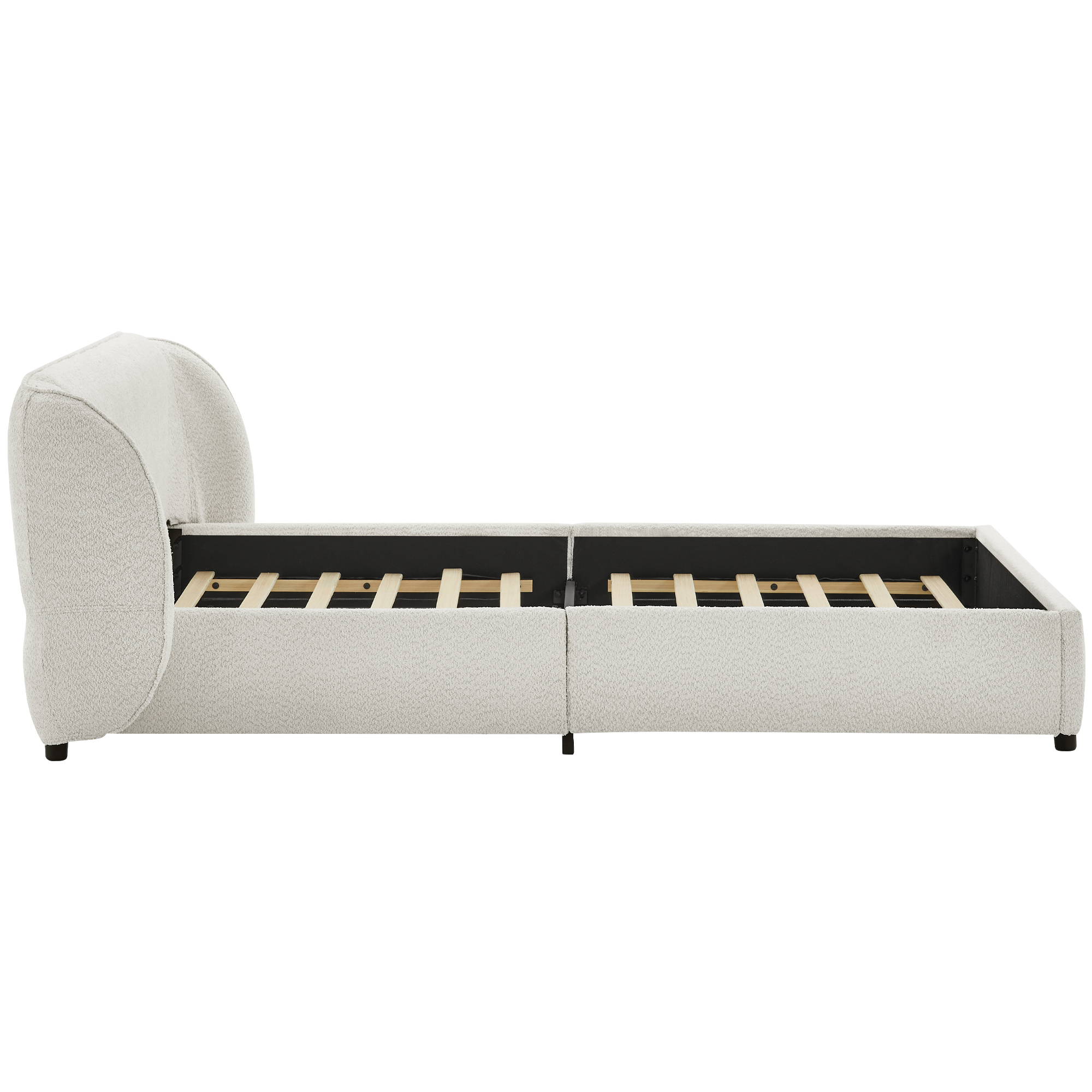 Queen Size Boucle Fabric Upholstered Bed Frame