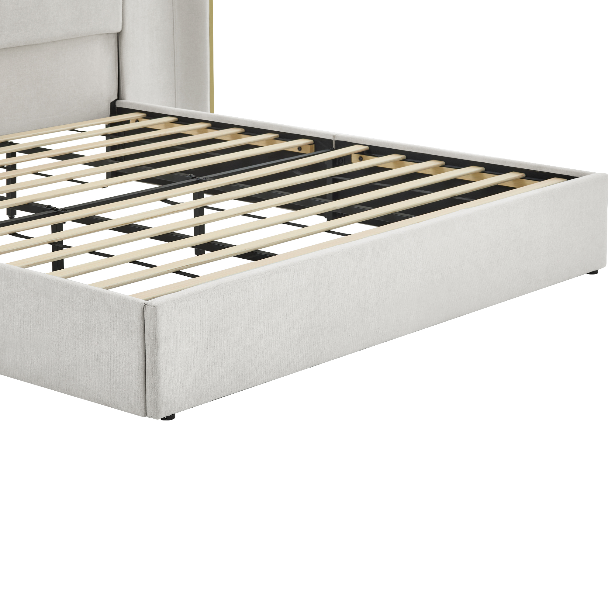 King Size Luxury Wing‑Back Upholstered Bed Frame