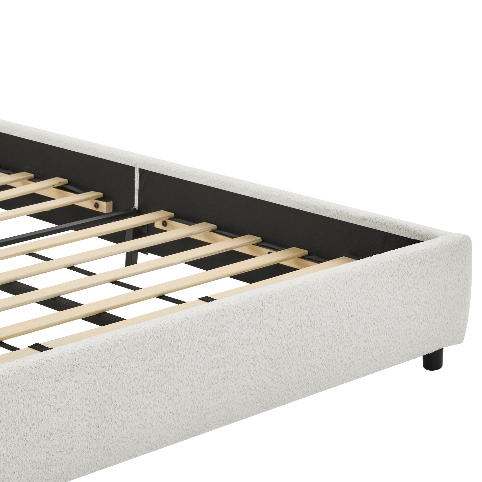 Queen Size Boucle Fabric Upholstered Bed Frame
