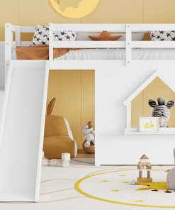Solid Pine Wood Low Loft Bed Frame