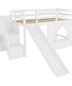 Solid Pine Wood Low Loft Bed Frame