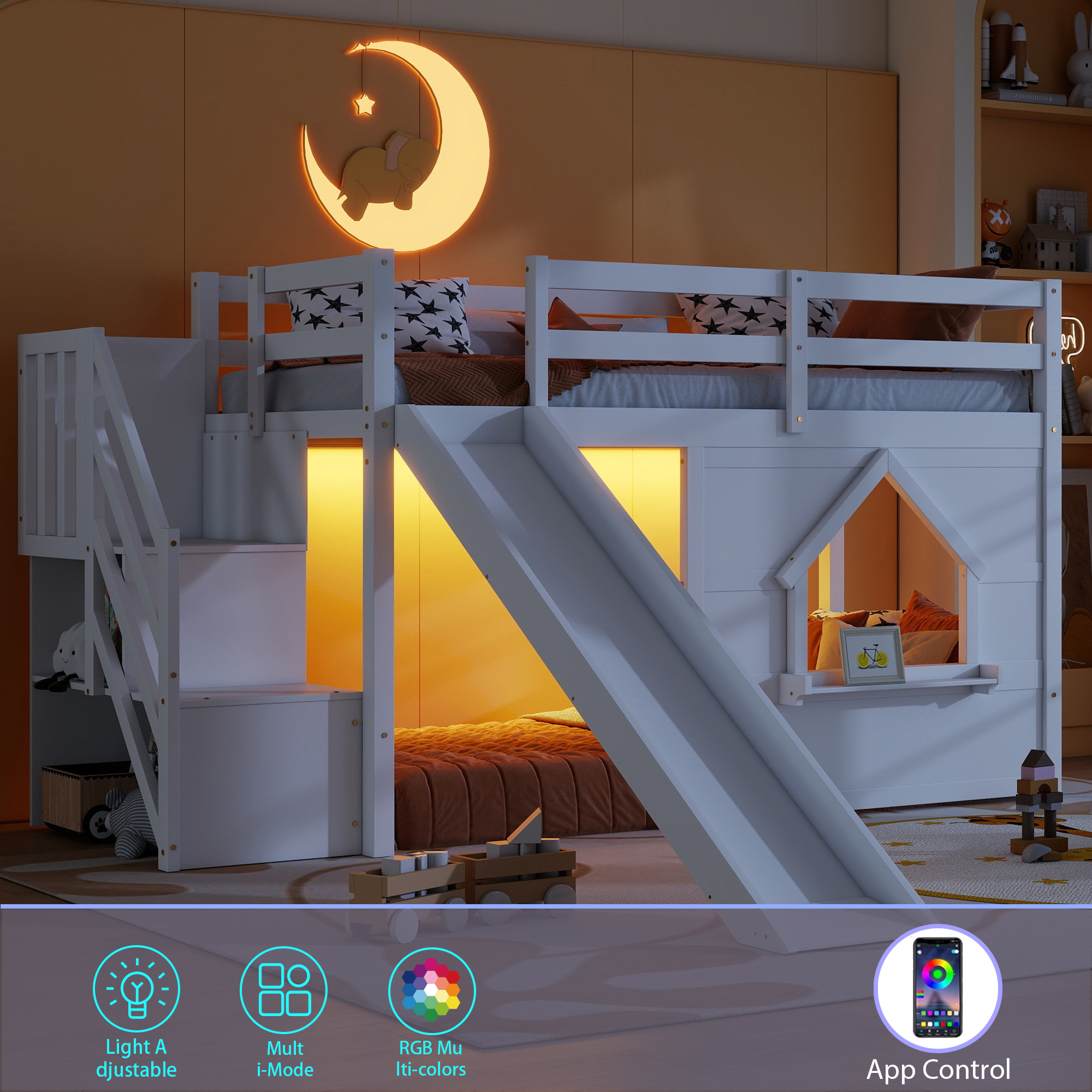 Solid Pine Wood Low Loft Bed Frame