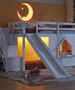 Solid Pine Wood Low Loft Bed Frame