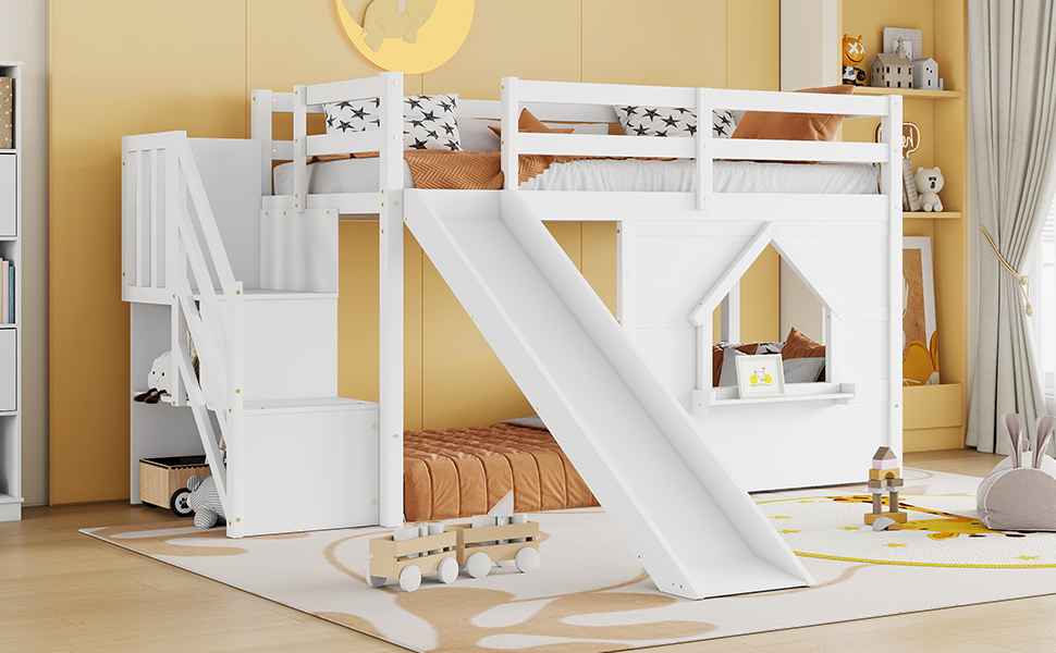 Solid Pine Wood Low Loft Bed Frame