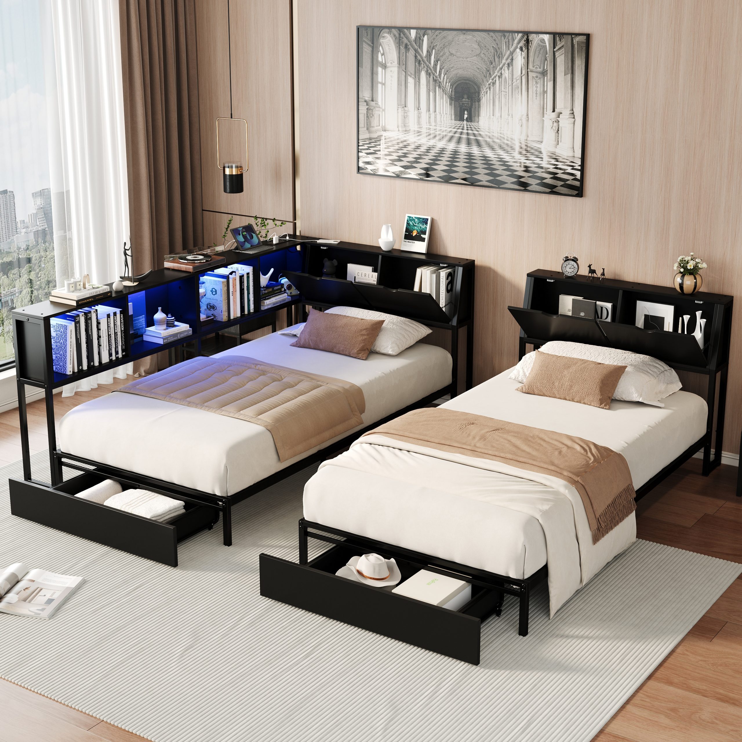 Double Twin Size Bed Frame