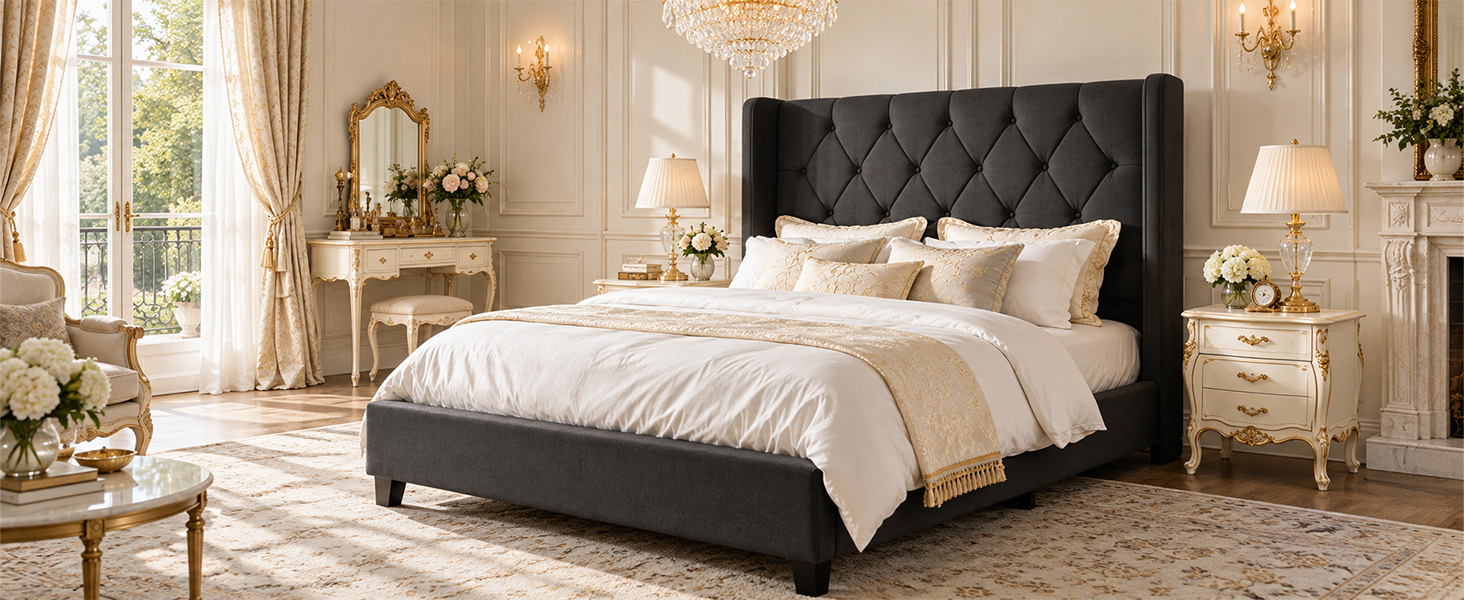 Modern Queen Size Platform Bed Frame