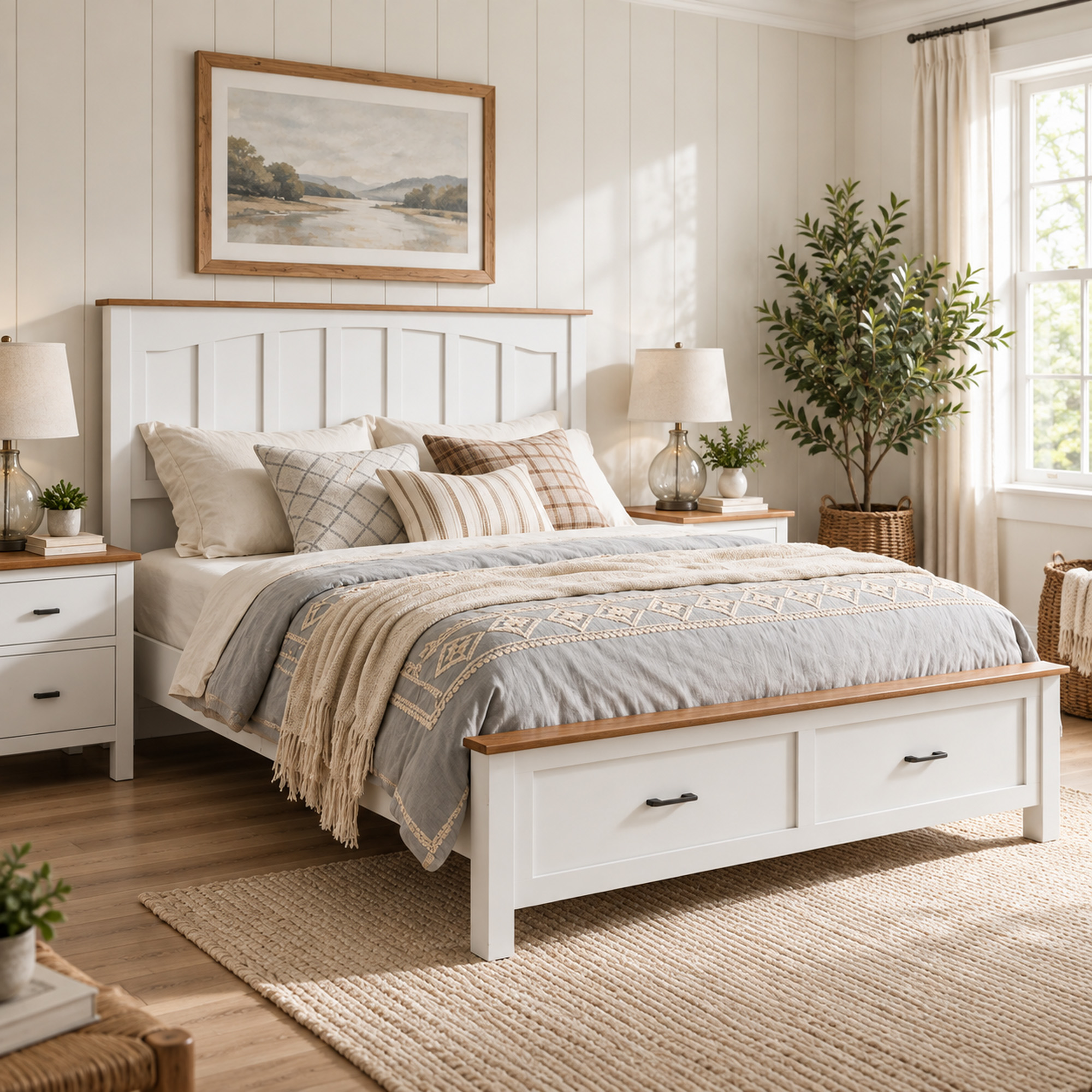 Queen Size Farmhouse Metal Bed Frame