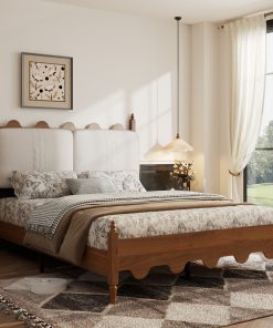 Queen Size Bed Frame with Upholstered Headboard - Image 3