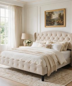 King Upholstered Platform Bed Frame