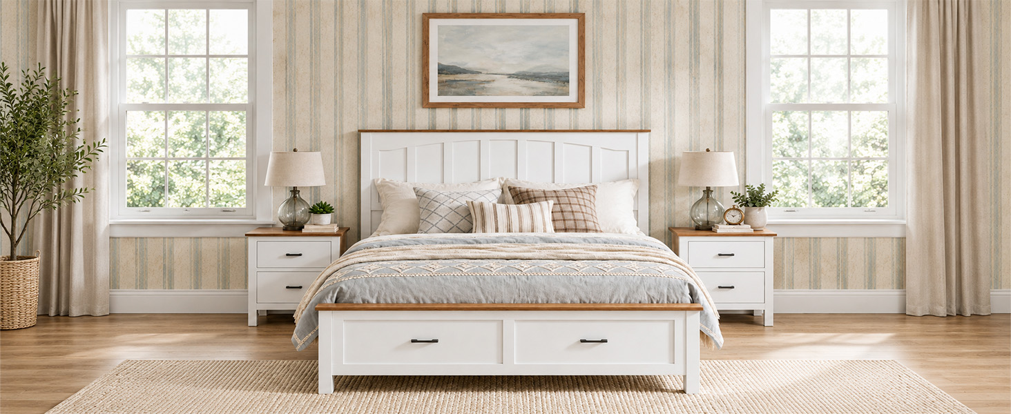 Queen Size Farmhouse Metal Bed Frame