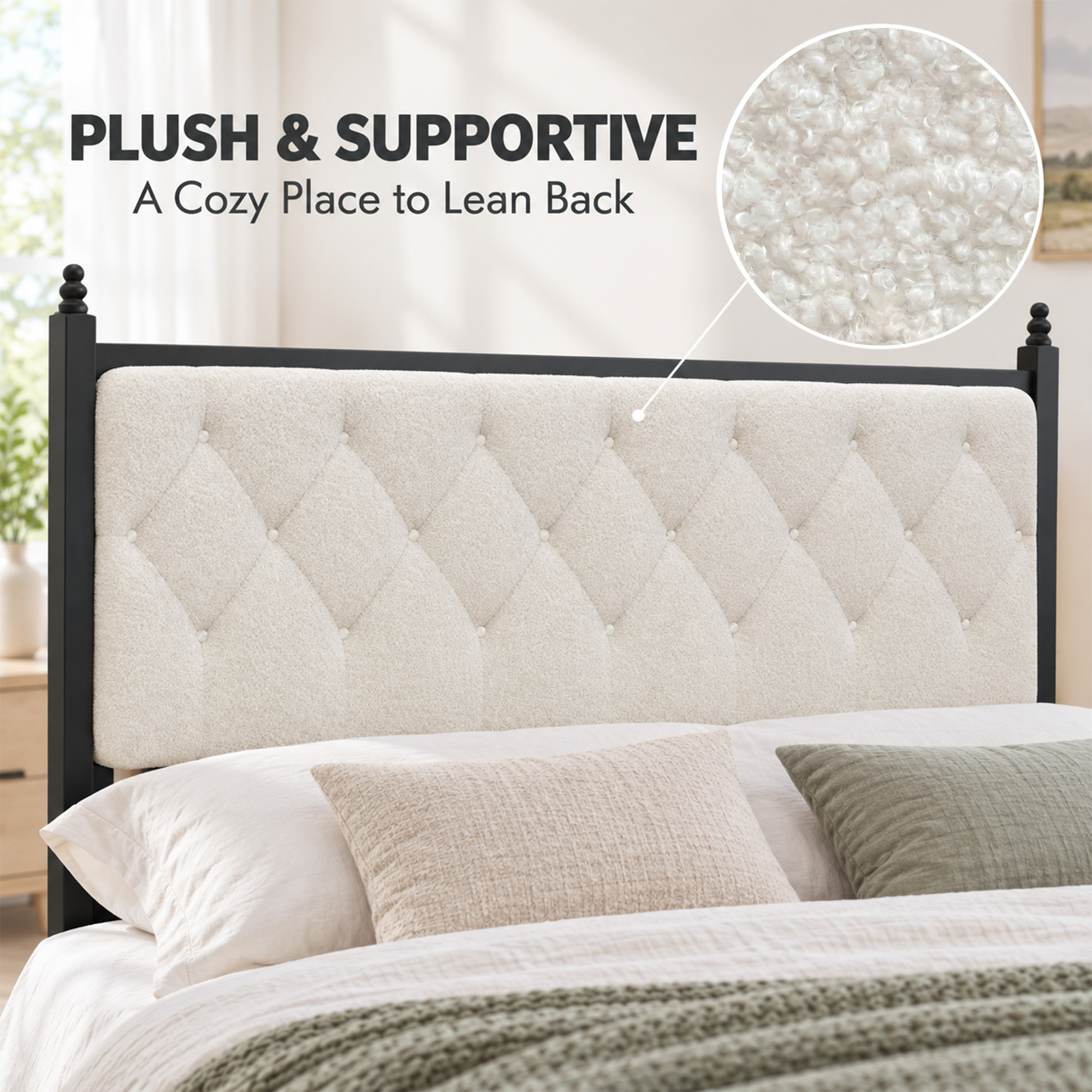 Queen Size Upholstered Platform Bed Frame