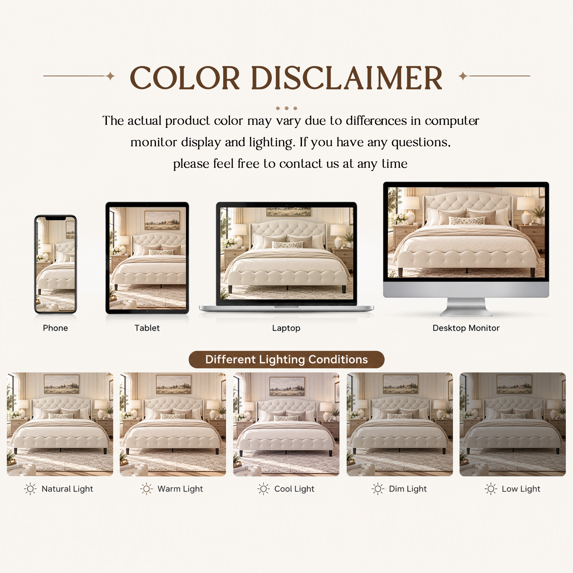King Upholstered Platform Bed Frame