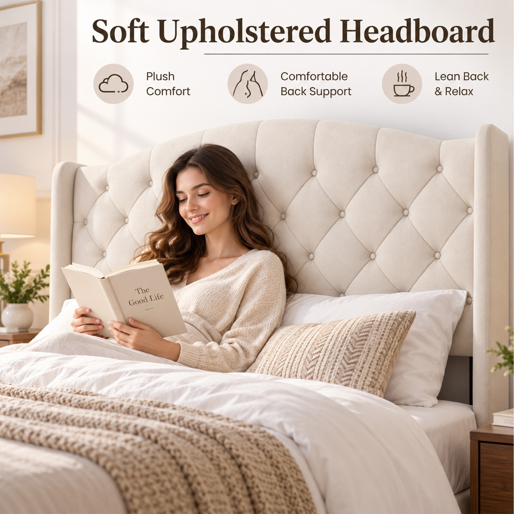 King Upholstered Platform Bed Frame