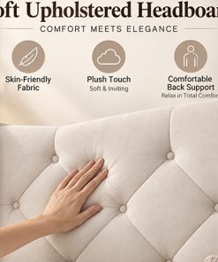 King Upholstered Platform Bed Frame