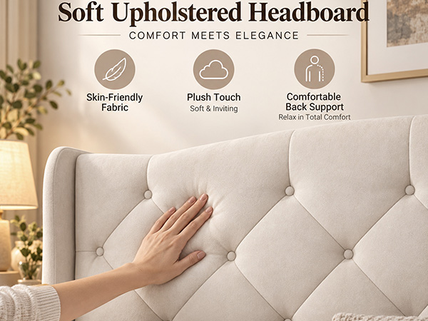 King Upholstered Platform Bed Frame