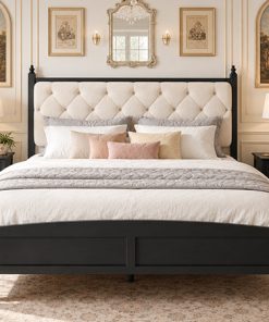 King Size Upholstered Platform Bed Frame