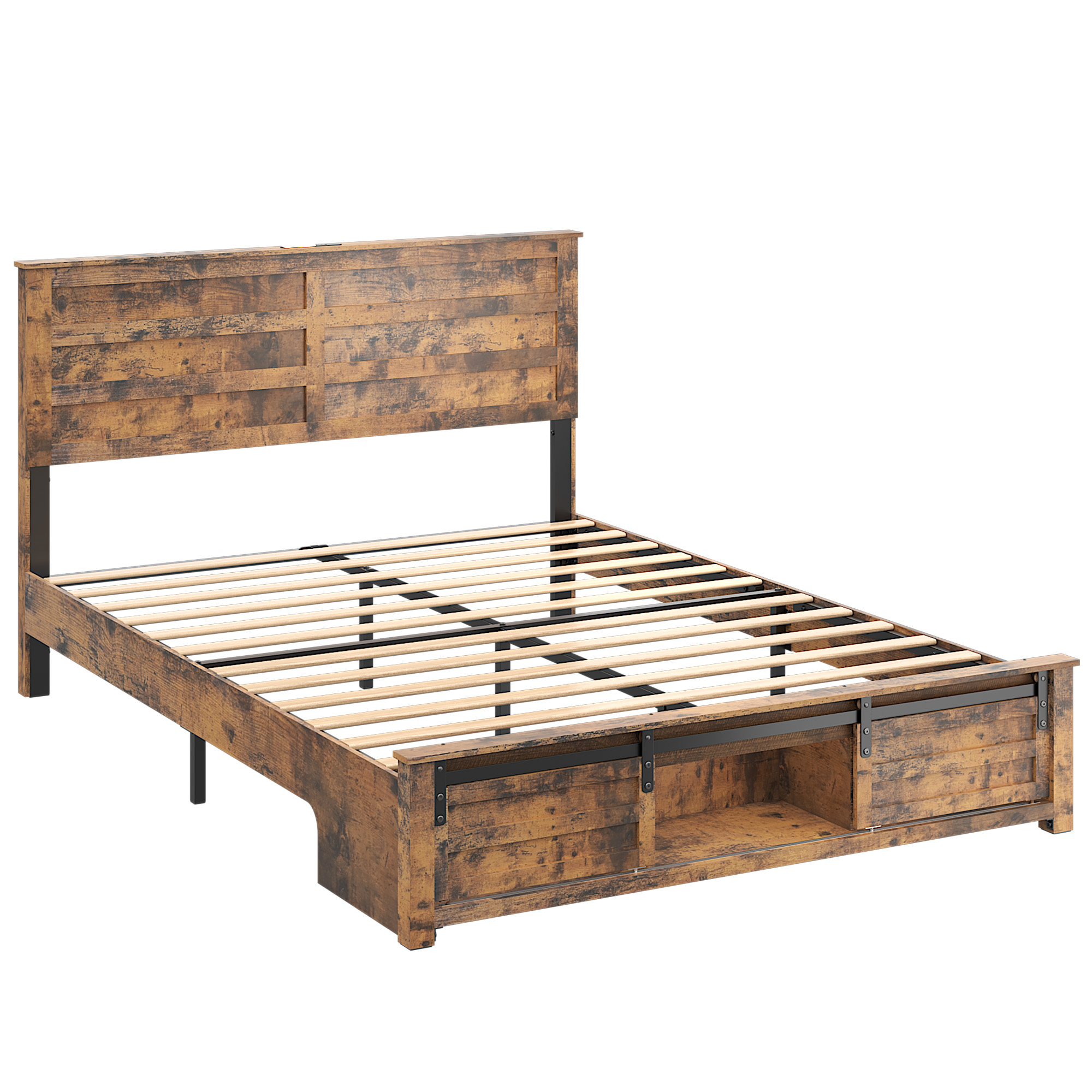Queen Bed Frame with Upholstered Headboard