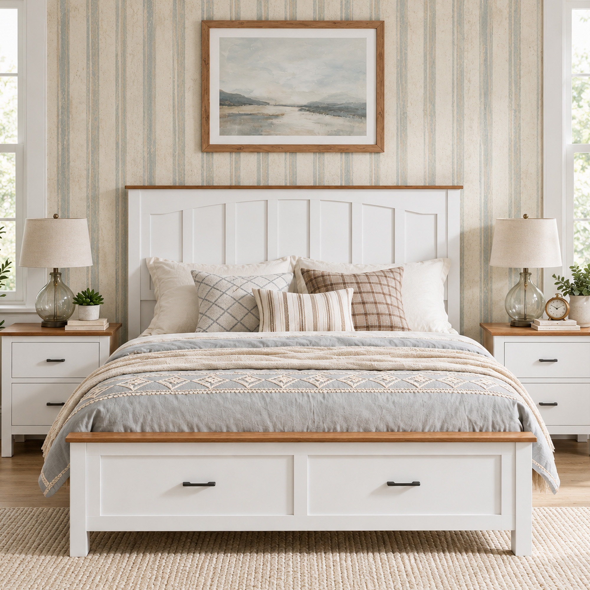 Queen Size Farmhouse Metal Bed Frame