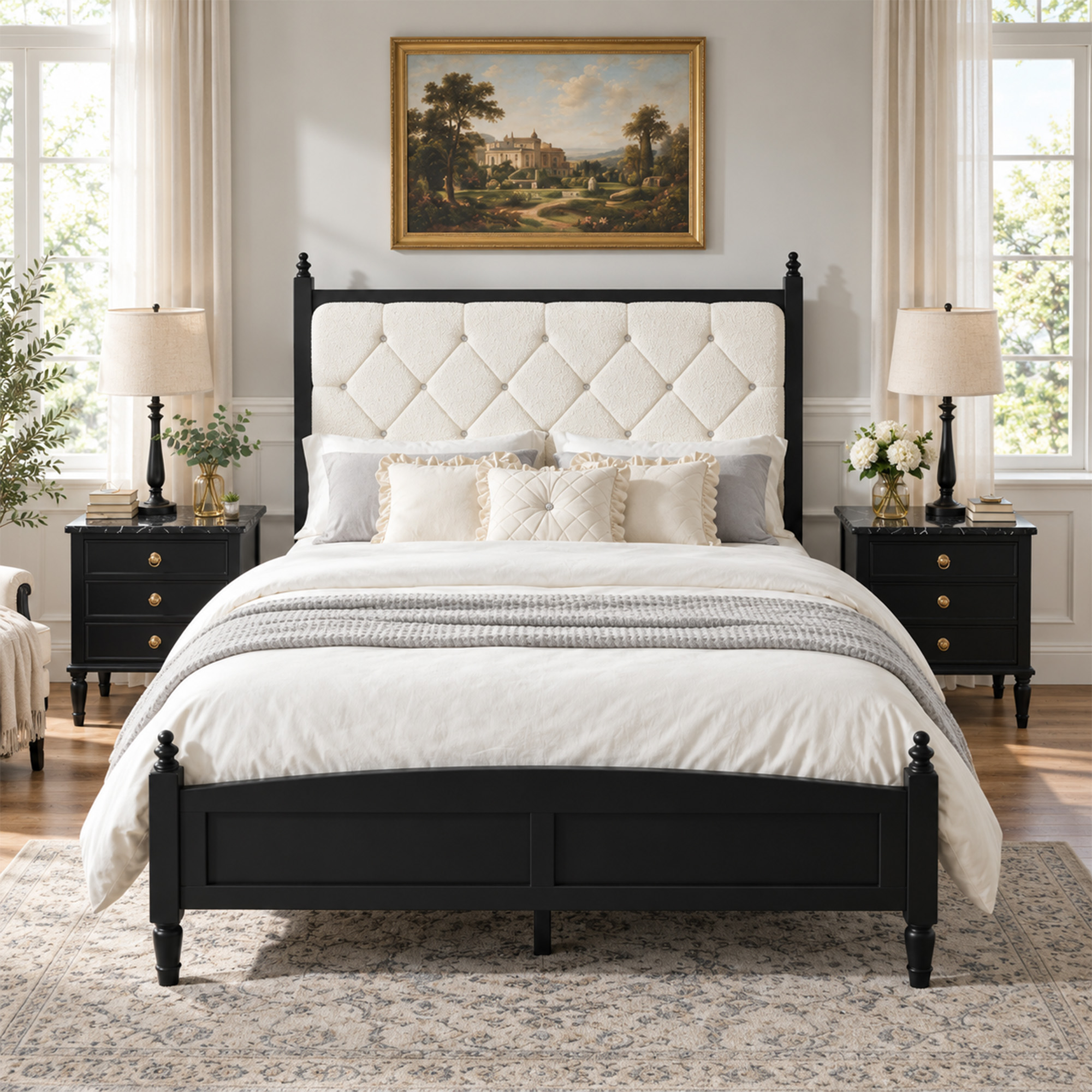 Queen Size Upholstered Platform Bed Frame