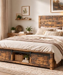 Queen Bed Frame with Upholstered Headboard