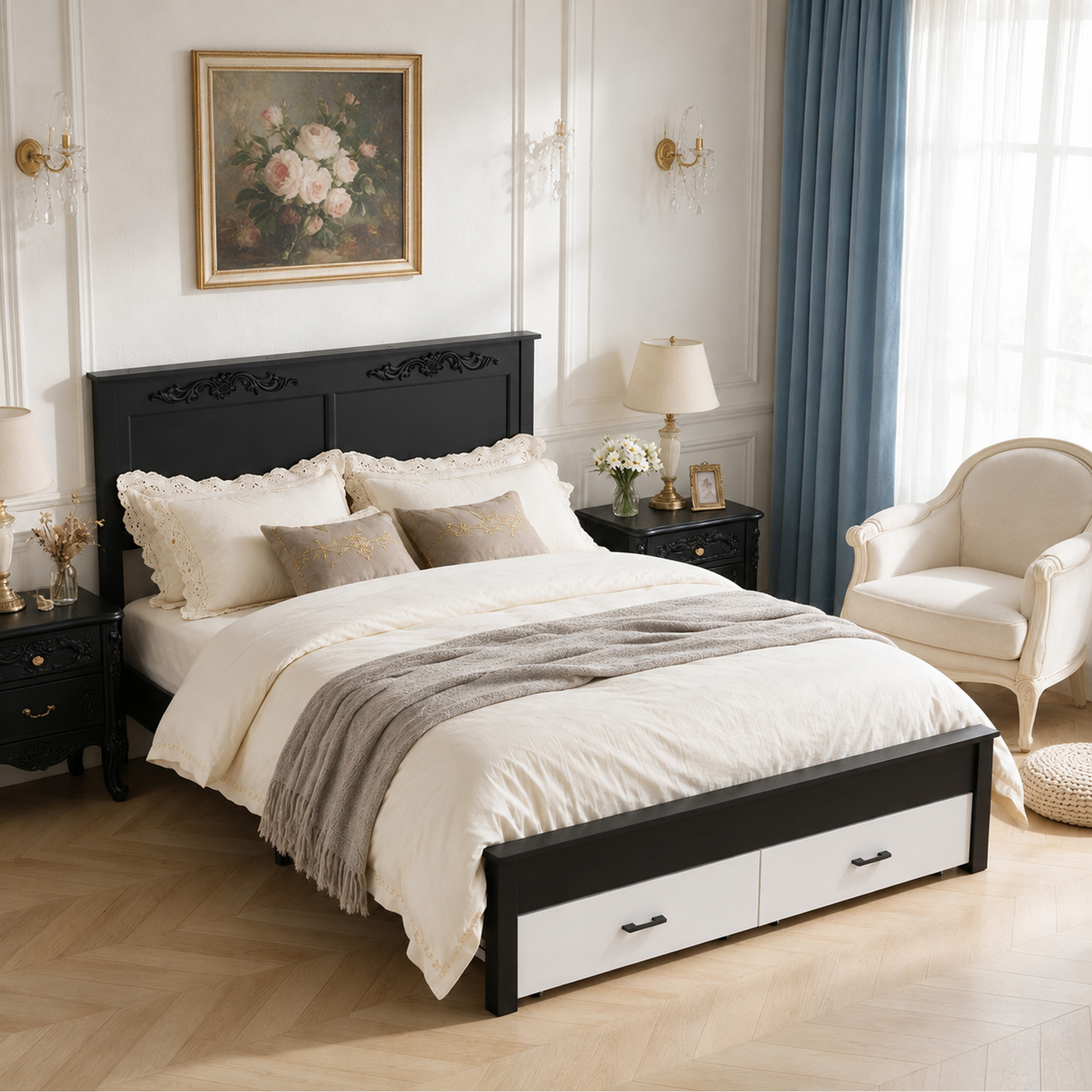 Rustic Farmhouse-style Queen Size Bed