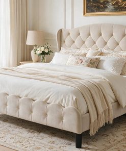 King Upholstered Platform Bed Frame