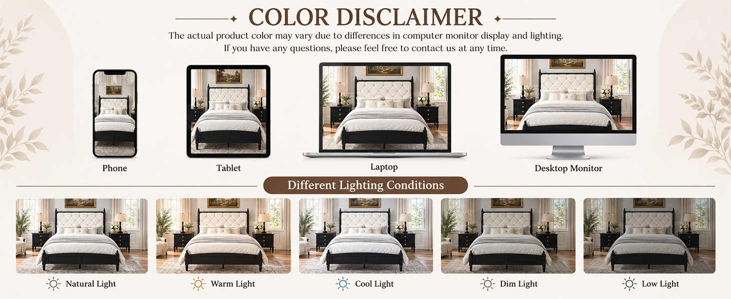 Queen Size Upholstered Platform Bed Frame