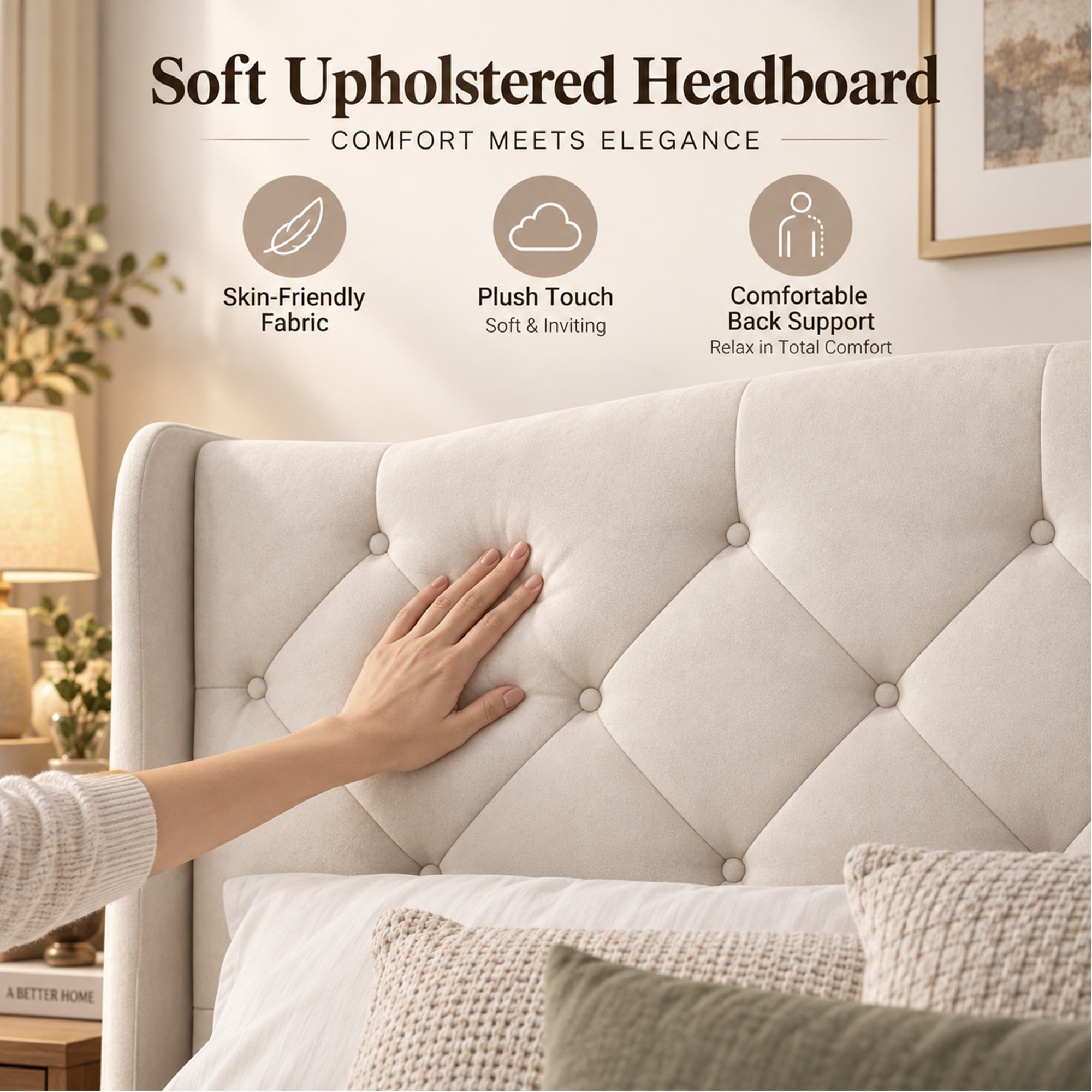 King Upholstered Platform Bed Frame