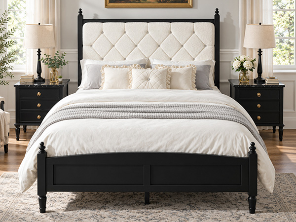 Queen Size Upholstered Platform Bed Frame