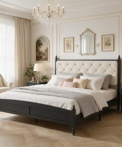 King Size Upholstered Platform Bed Frame