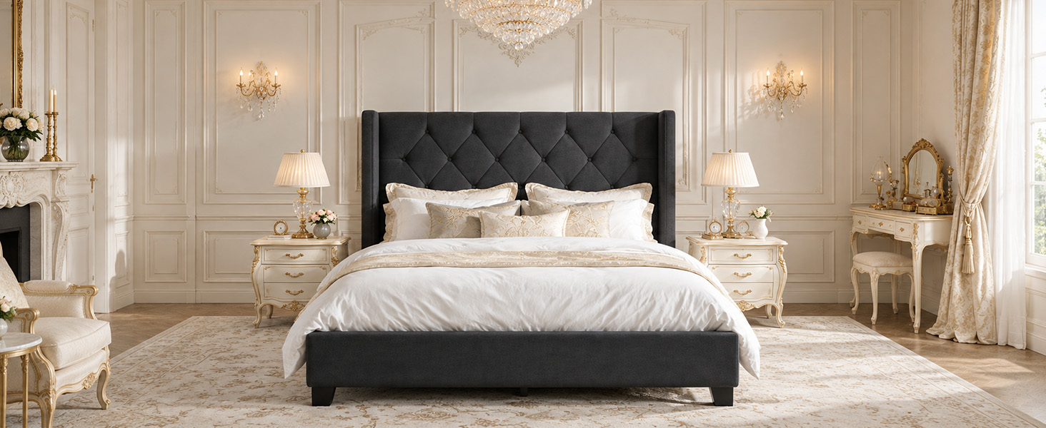 Modern Queen Size Platform Bed Frame