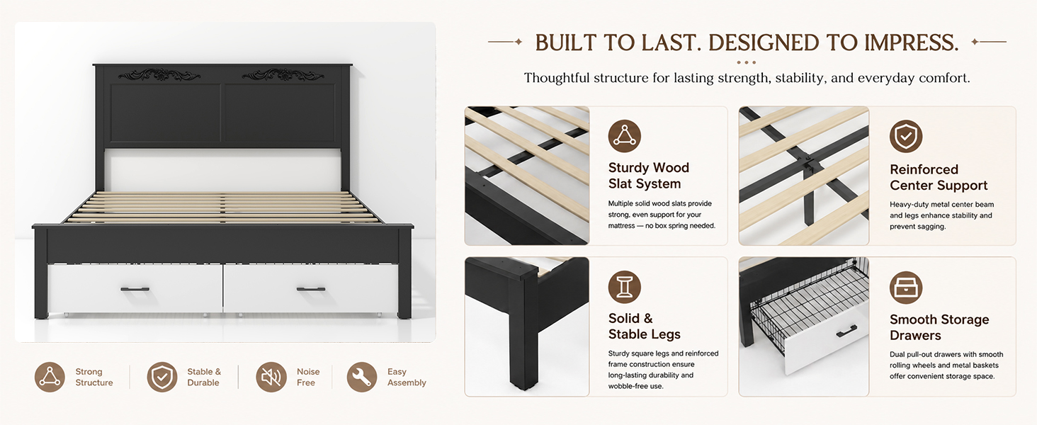 Rustic Farmhouse-style Queen Size Bed